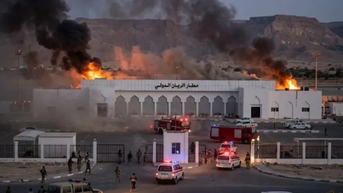 مسيرات حوثية تستهدف مطار الريان في المكلا شرق اليمن